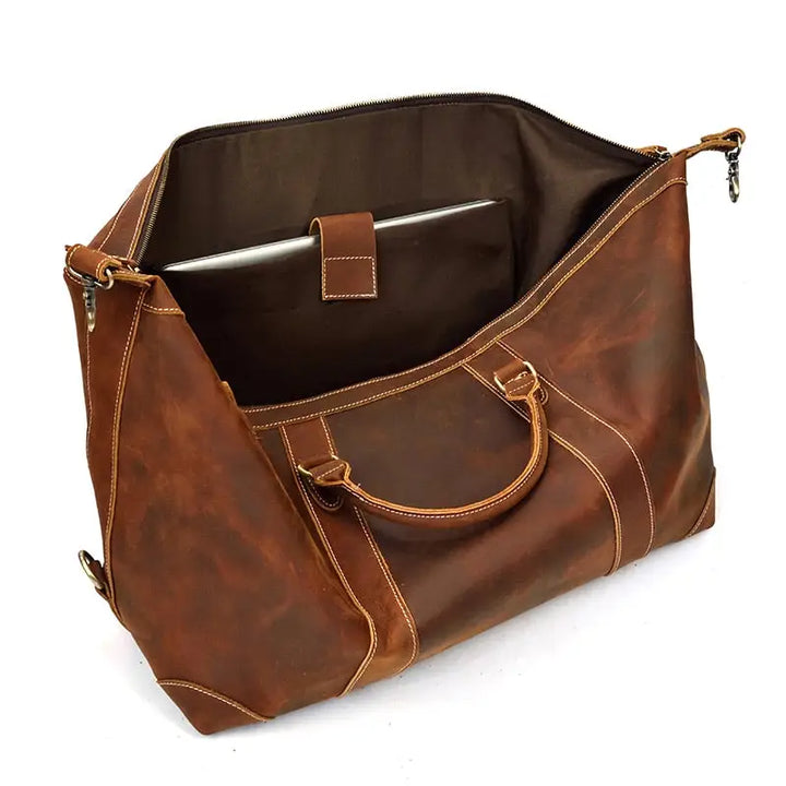 The Eira Vintage Leather Weekender Duffle Bag