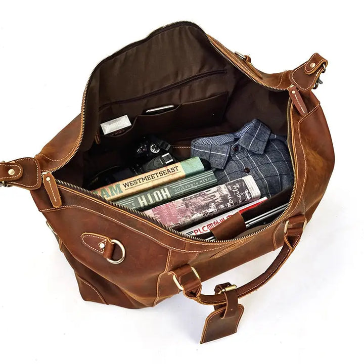 The Eira Vintage Leather Weekender Duffle Bag