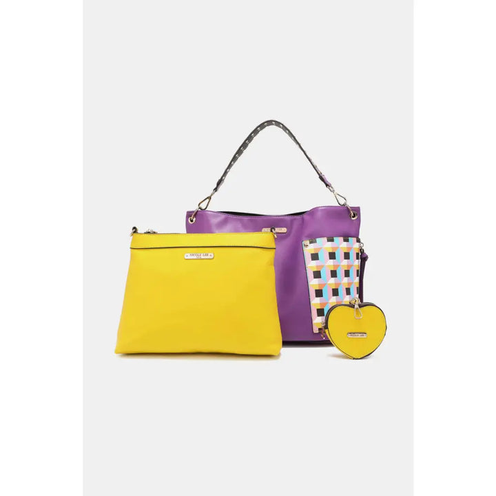 The Quinn 3-Piece Handbag Set - Purple / One Size