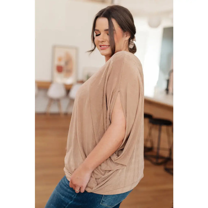 The Realest V-Neck Top in Shimmering Beige - Tops