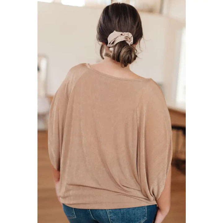 The Realest V-Neck Top in Shimmering Beige - Tops