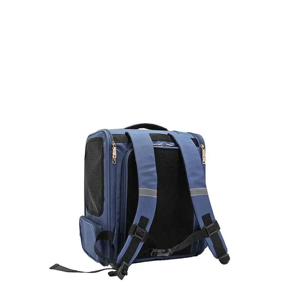 Expandable Roxy Roo Voyager pet carrier with mesh panels sherpa interior and Nicole Lee exclusive print. Fits pets up