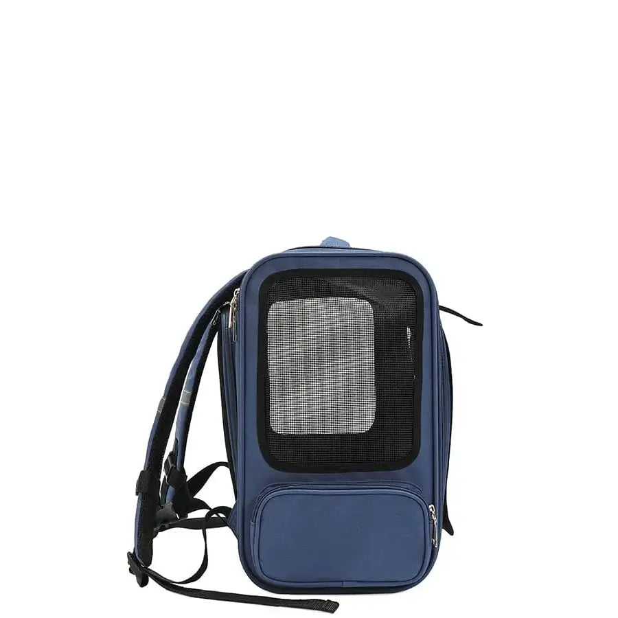 Expandable Roxy Roo Voyager pet carrier with mesh panels sherpa interior and Nicole Lee exclusive print. Fits pets up