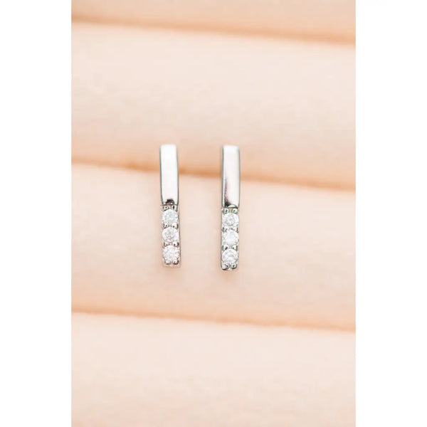 Tiny Sparkles Silver Bar Stud Earrings - Accessories