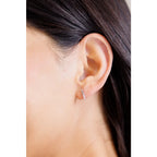 Our Tiny Sparkles Silver Bar Stud Earrings are made with 925 Sterling and Zircon stones for a touch of glamour.