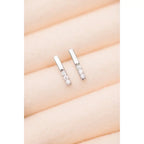 Our Tiny Sparkles Silver Bar Stud Earrings are made with 925 Sterling and Zircon stones for a touch of glamour.
