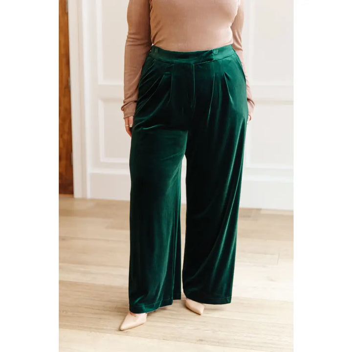 Velvet Emerald Wide Leg Pants - Womens