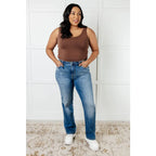 Stay warm and stylish with our Vintage Wash Thermal Straight Judy Blue Jeans. These high rise jeans feature a brushed