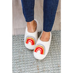 Step your way into comfort with our Warm Hues Rainbow Slippers. Crafted from a warm and fuzzy looped French terry upper
