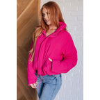 Our Warm Regards Hot Pink Puffer Jacket is crafted from a quilted fabric and features zip snap front closure two