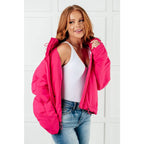 Our Warm Regards Hot Pink Puffer Jacket is crafted from a quilted fabric and features zip snap front closure two
