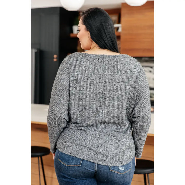 Warm Thoughts Dolman Top in Charcoal - Tops