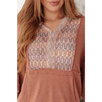 Our Wave Hello Textured Panel Hoodie is ideal for any closet. Crafted in a soft jersey knit heathered rust color