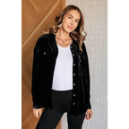 Our What Are the Odds Velvet Button Down Top features a velvet knit fabric collared neckline front button closure