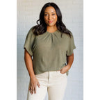Soft olive waffle knit top with lace back and dolman sleeves. S to 3XL plus sizes. Ships fast in 2–3 days. Feminine