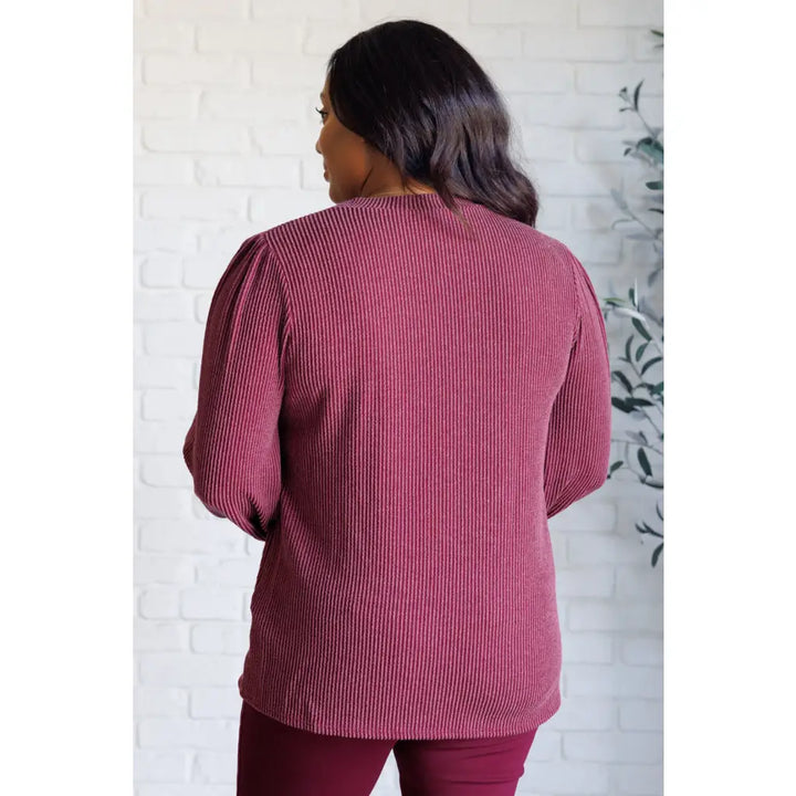 Wine Down Ribbed Knit Top - Tops