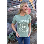 Celebrate in style with the Wishful Drinking T-Shirt! A soft lightweight green tee. Plus it’s available sizes S-3XL!