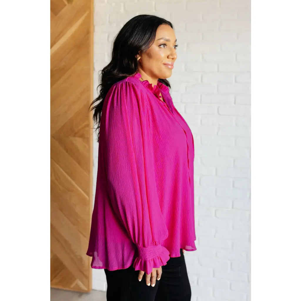 Yes Indeed Ruffle V Neck Blouse