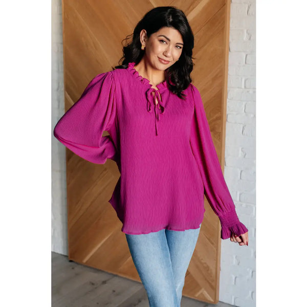 Yes Indeed Ruffle V-Neck Blouse - Blouses