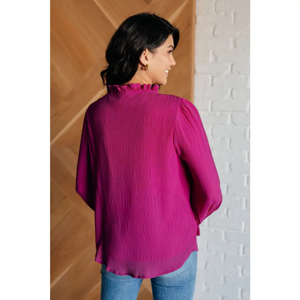 Yes Indeed Ruffle V Neck Blouse