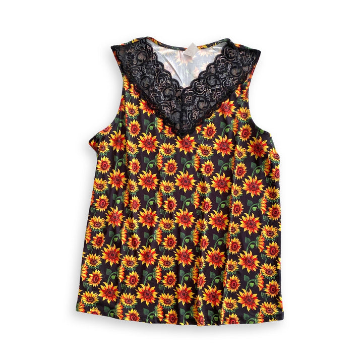 Seeking Sunflowers Lace Tank Top Sweet Roo Bou LLC