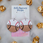 Acrylic & wood baseball circle duo dangle earrings. 1.5 inch length. Great for sensitive ears! Material: Specialty