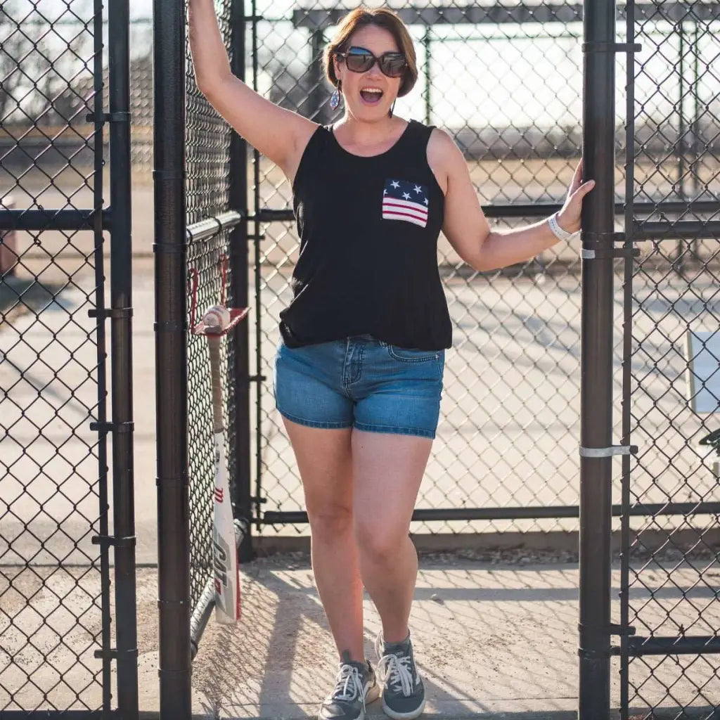 These baseball pocket jean shorts are the PERFECT mid-rise midi-length for mom of a little leaguer and to wear big