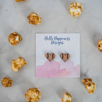 Hand drawn laser cut and engraved baseball/softball heart wood studs. Great for sensitive ears! 13mm x 14mm Material: