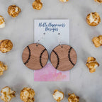 Baseball/softball wood dangle earrings. 1.5 inch length. Great for sensitive ears! Material: SapeleFindings: Silver