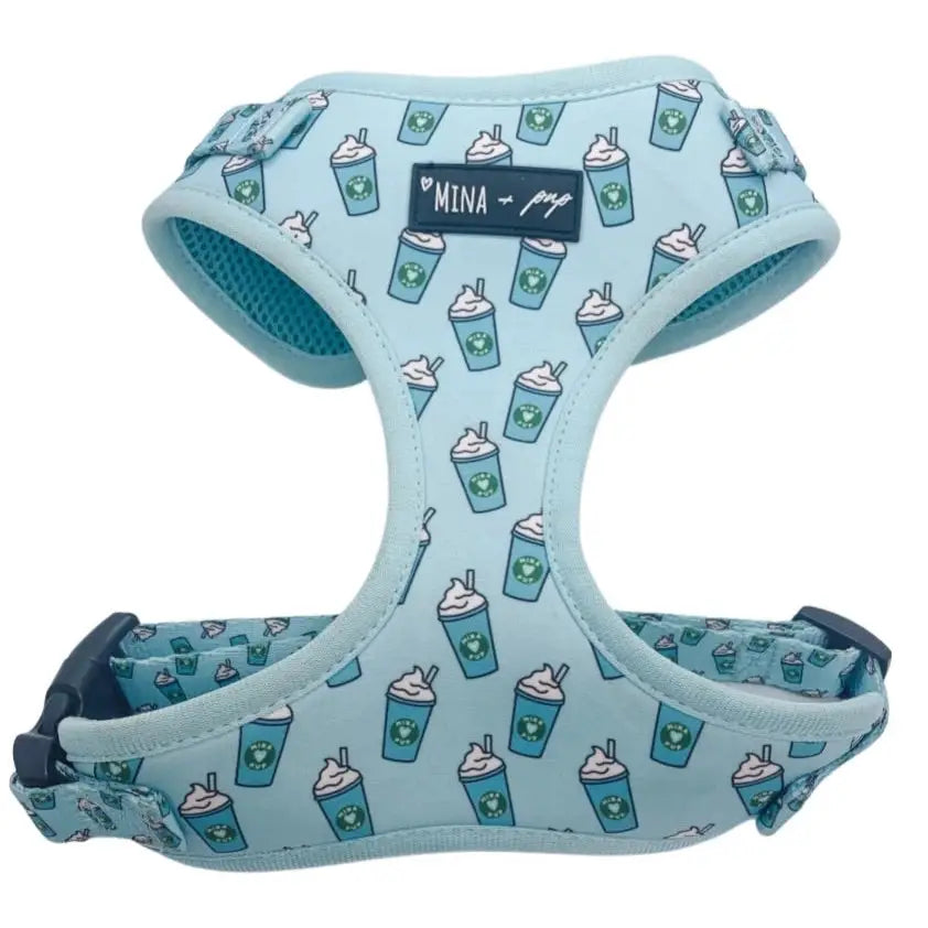 Raise your paw if you love coffee! This yummy and fun pattern features a beautiful blue background covered