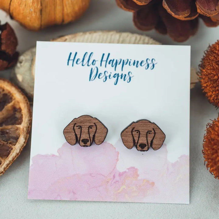 Doxie Wood Studs - Earrings