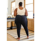 Rock the look in our Hilary Side Fringe Black Skinny Jeggings by Judy Blue! These stretchy denim jeggings feature a mid