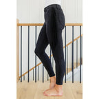 Rock the look in our Hilary Side Fringe Black Skinny Jeggings by Judy Blue! These stretchy denim jeggings feature a mid