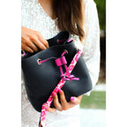 This black & pink leopard faux leather bucket handbag is to die for! It’s the perfect size and will make a great gift!