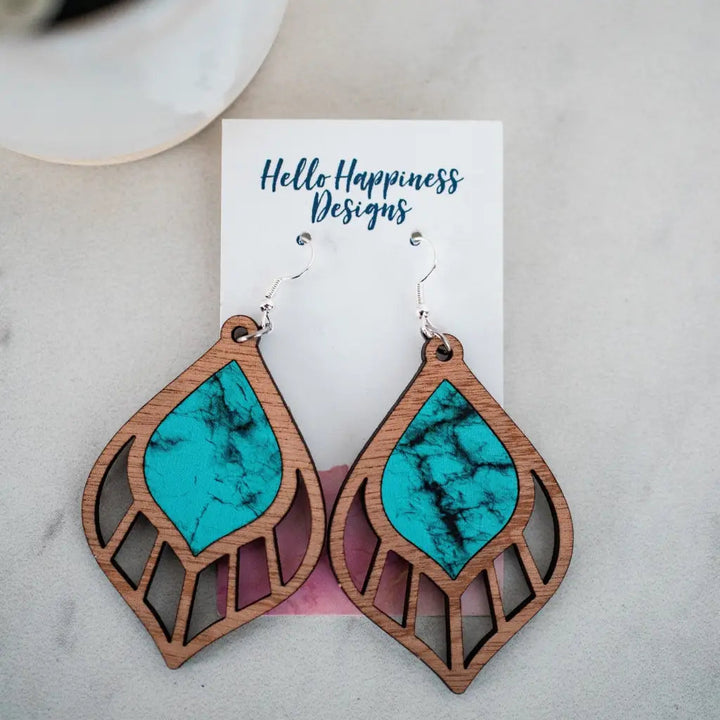 Marbled Turquoise Cutout Dangle Earrings