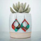 Petite copper patina cutout teardrop dangle earrings. 1.5 inch length. Great for sensitive ears! Material: Printed MDF