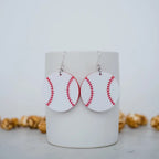 Red and white baseball acrylic dangle earrings. 1.5 inch length. Great for sensitive ears! Material: Specialty
