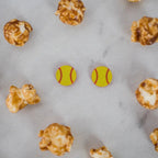 Hand drawn laser cut and engraved yellow red baseball acrylic studs. Great for sensitive ears! 14mm Material: